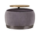 ACME Decapree Ottoman, Antique Slate Top Grain Leather & Gray Velvet FredCo