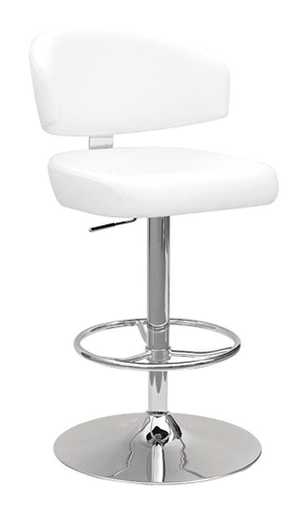 ACME Deka Adjustable Stool w/Swivel, White PU & Chrome, 26"~35" Seat Height FredCo