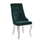 ACME Dekel Side Chair (Set-2), Green Fabric & Stainless Steel FredCo