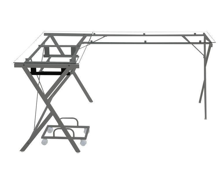 ACME Demas Computer Desk, Clear Glass & Silver Finish FredCo