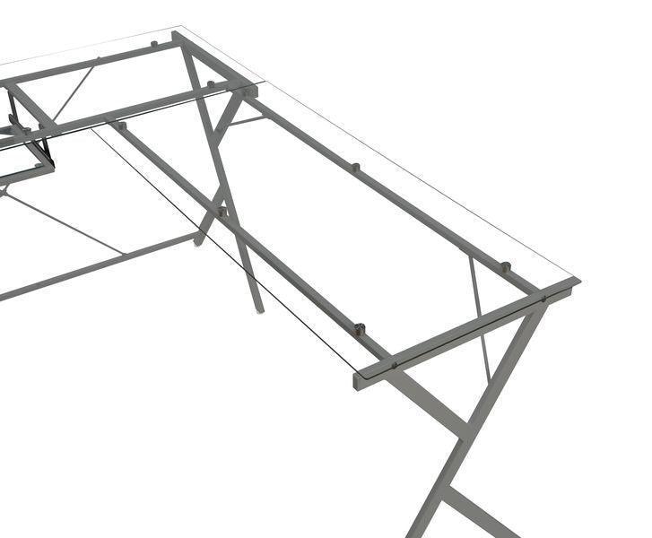 ACME Demas Computer Desk, Clear Glass & Silver Finish FredCo