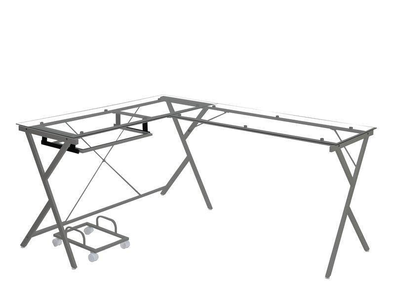 ACME Demas Computer Desk, Clear Glass & Silver Finish FredCo