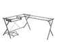 ACME Demas Computer Desk, Clear Glass & Silver Finish FredCo