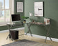 ACME Demas Computer Desk, Clear Glass & Silver Finish FredCo