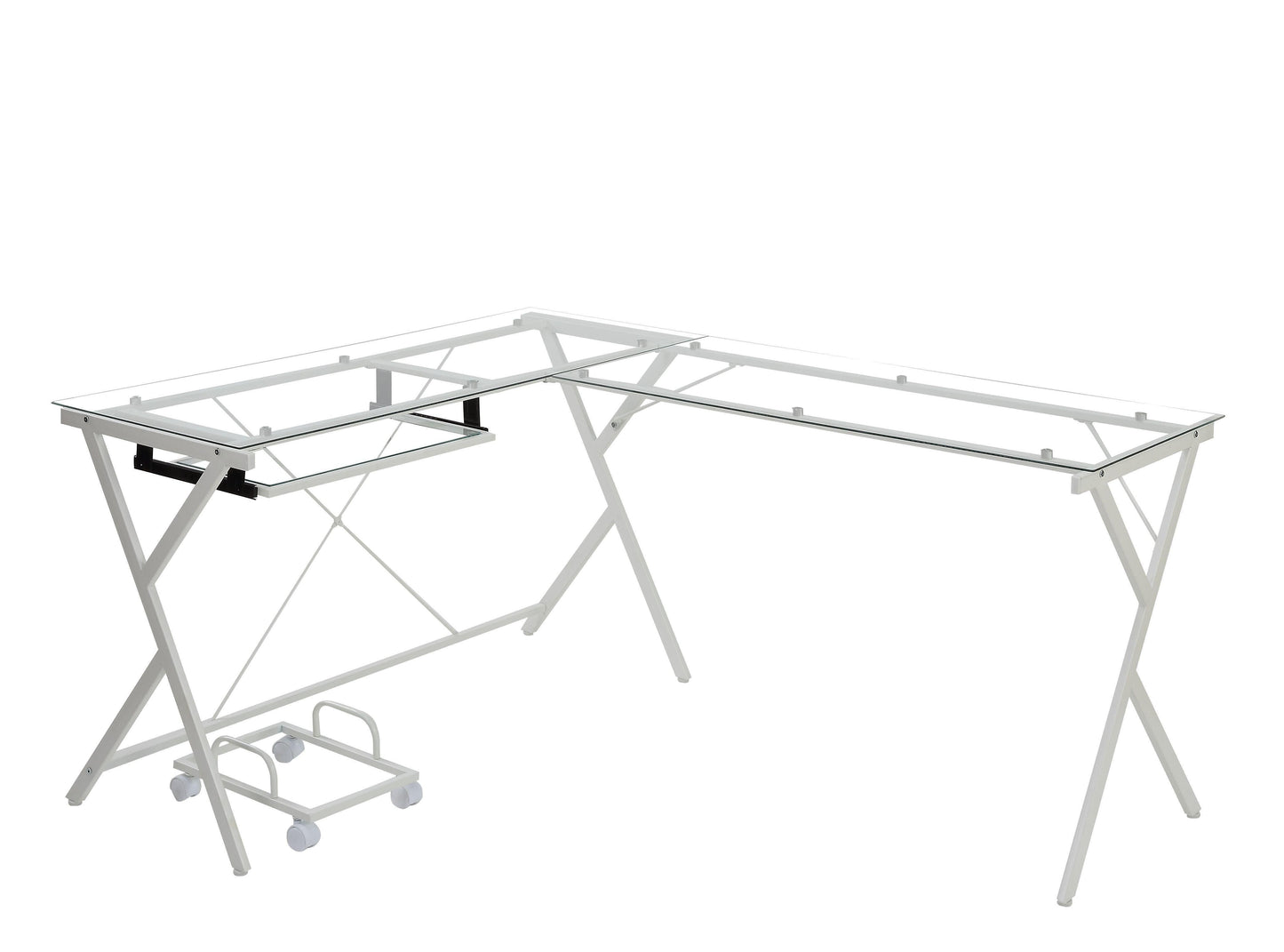 ACME Demas Computer Desk, Clear Glass & White Finish FredCo
