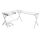 ACME Demas Computer Desk, Clear Glass & White Finish FredCo