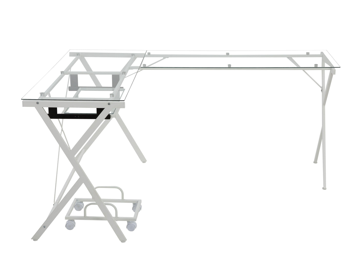 ACME Demas Computer Desk, Clear Glass & White Finish FredCo