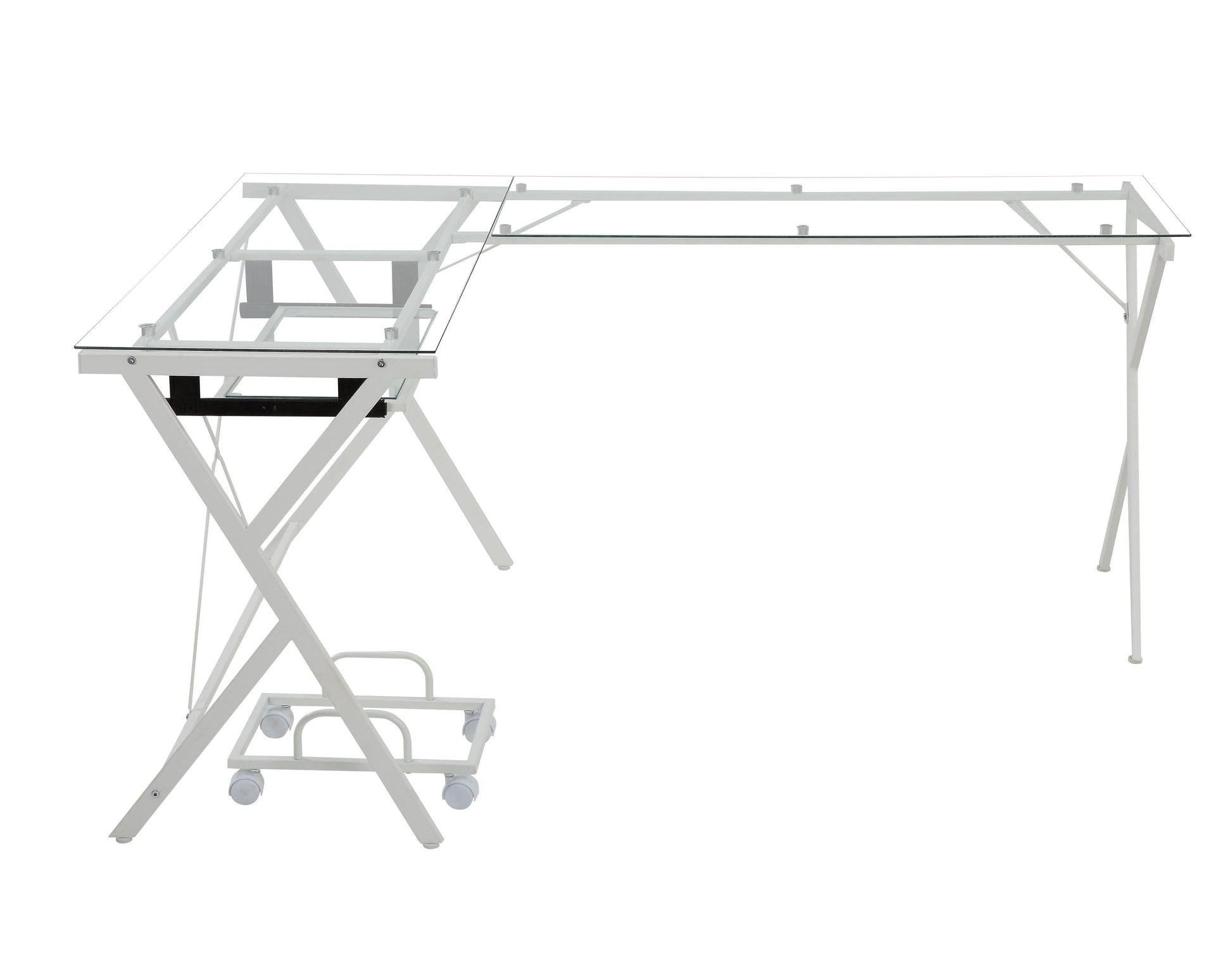 ACME Demas Computer Desk, Clear Glass & White Finish FredCo