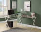 ACME Demas Computer Desk, Clear Glass & White Finish FredCo