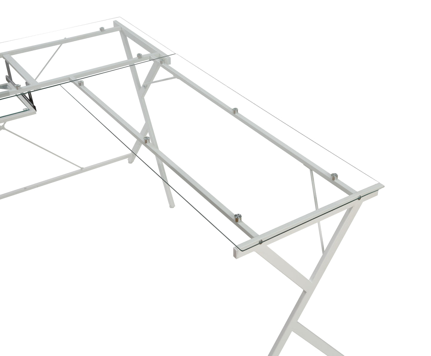 ACME Demas Computer Desk, Clear Glass & White Finish FredCo