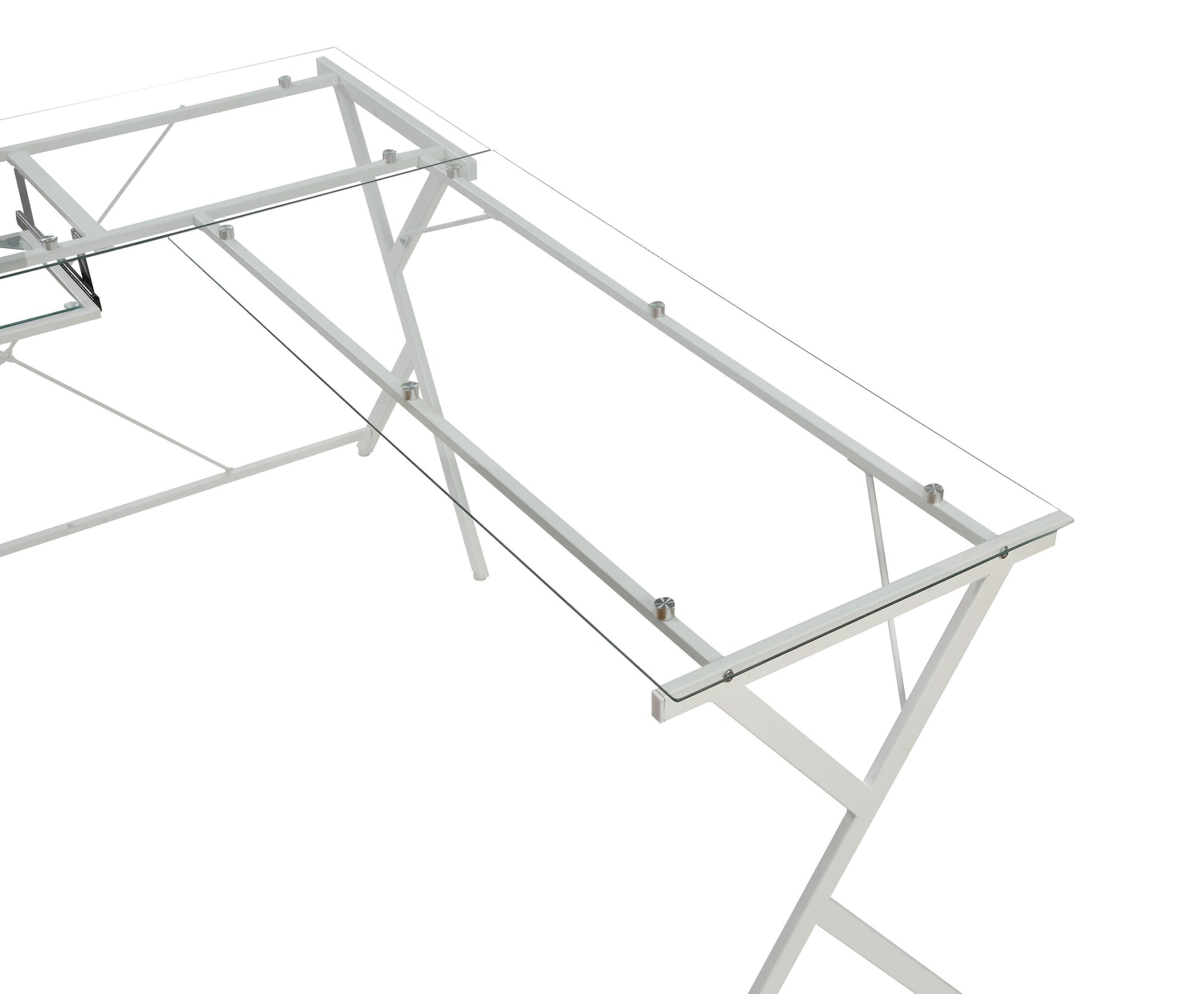 ACME Demas Computer Desk, Clear Glass & White Finish FredCo