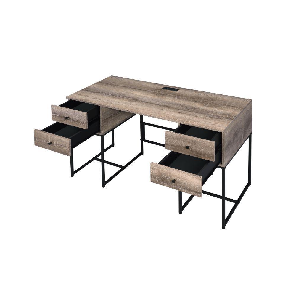ACME Desirre Desk, Rustic Oak & Black FredCo