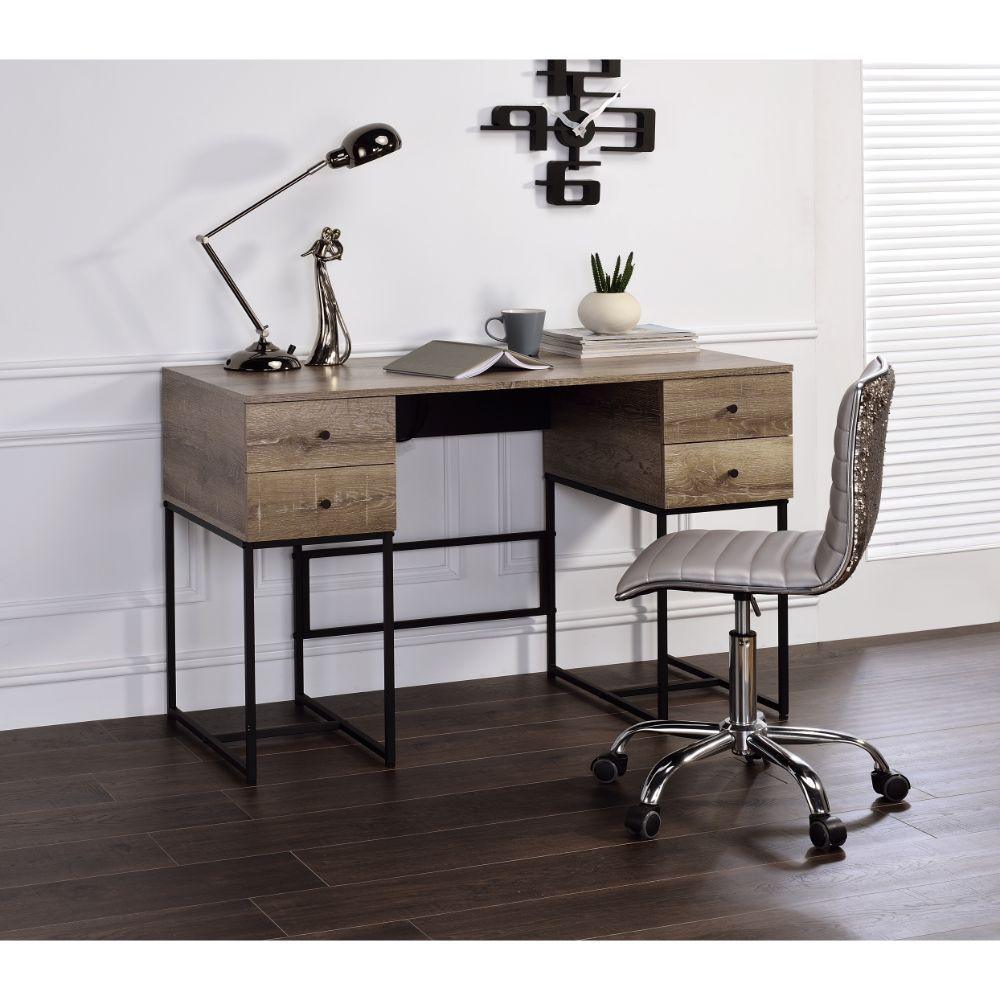ACME Desirre Desk, Rustic Oak & Black FredCo