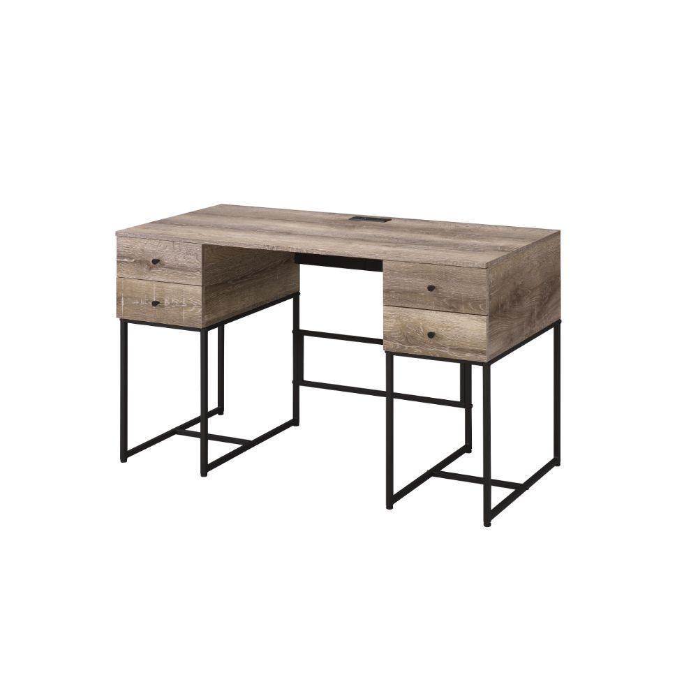 ACME Desirre Desk, Rustic Oak & Black FredCo