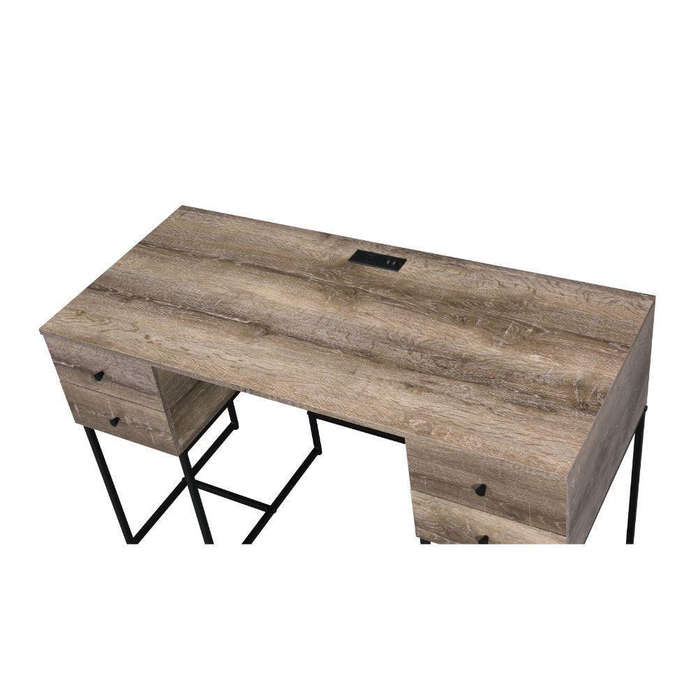 ACME Desirre Desk, Rustic Oak & Black FredCo