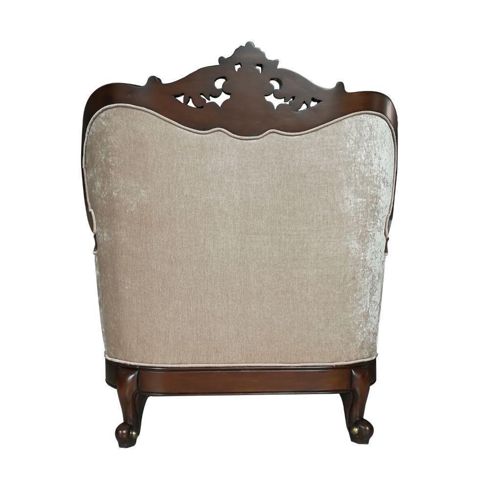 ACME Devayne Chair w/2 Pillows, Fabric & Dark Walnut FredCo