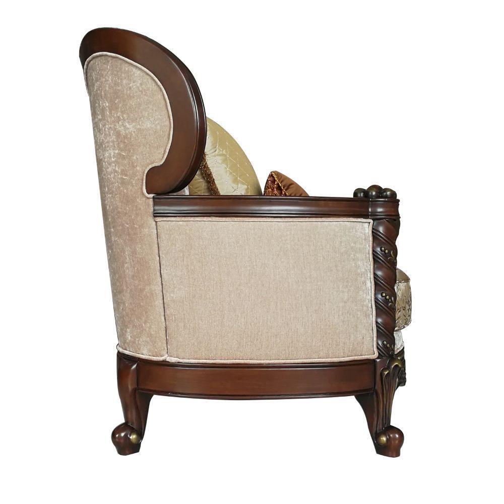 ACME Devayne Chair w/2 Pillows, Fabric & Dark Walnut FredCo