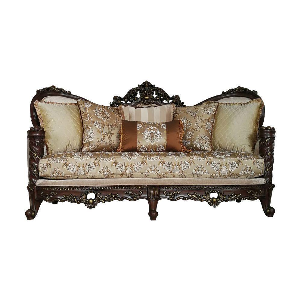 ACME Devayne Sofa w/6 Pillows, Fabric & Dark Walnut FredCo