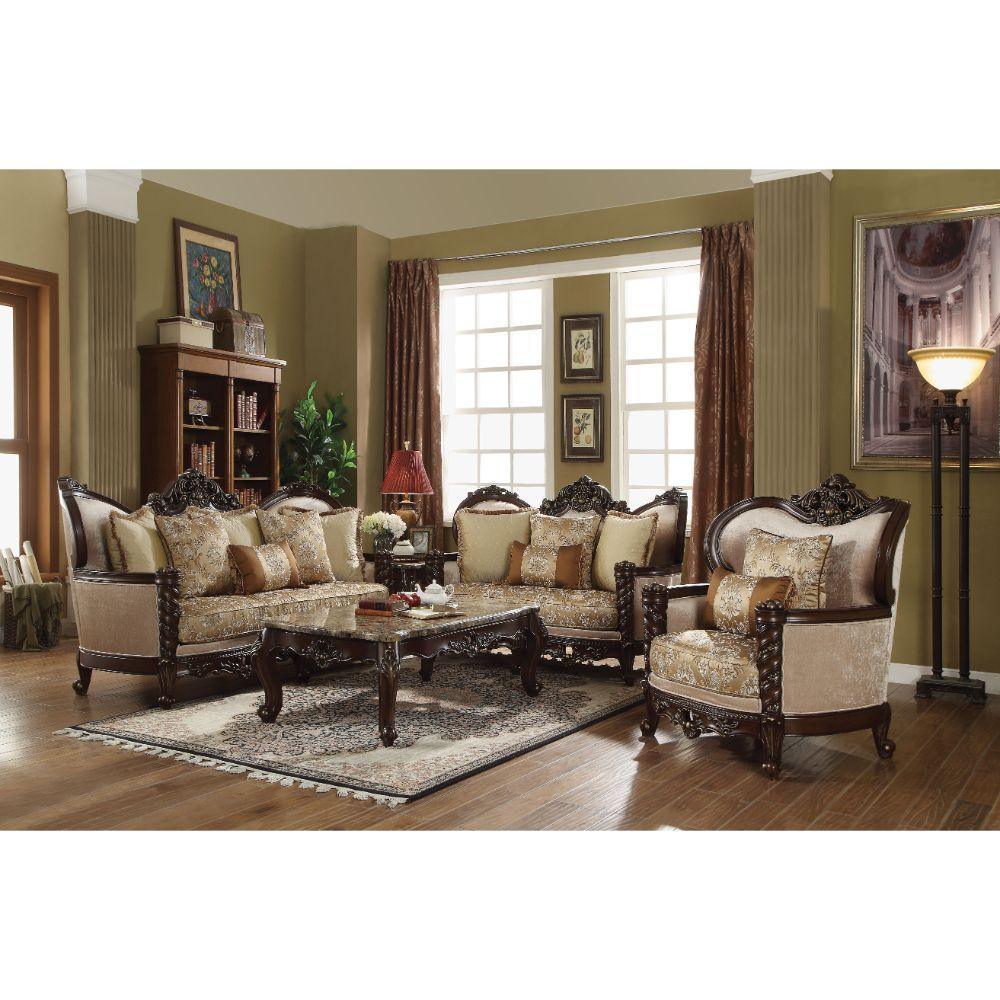 ACME Devayne Sofa w/6 Pillows, Fabric & Dark Walnut FredCo