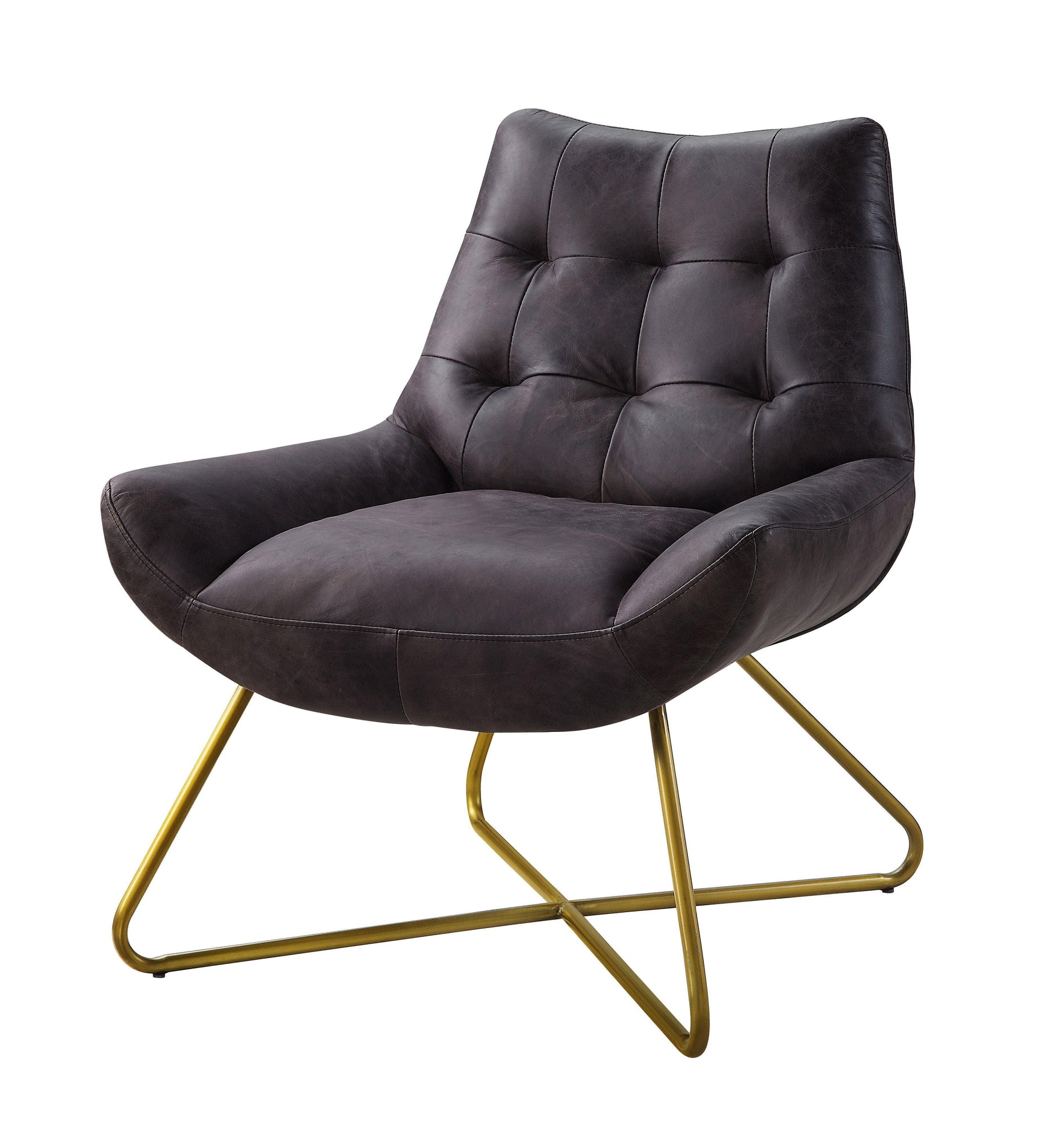 ACME Dhalsim Accent Chair, Antique Ebony Top Grain Leather FredCo