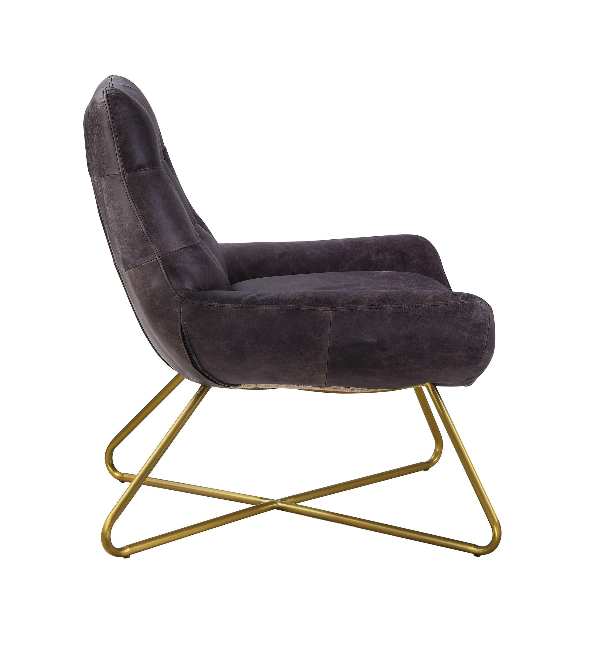 ACME Dhalsim Accent Chair, Antique Ebony Top Grain Leather FredCo