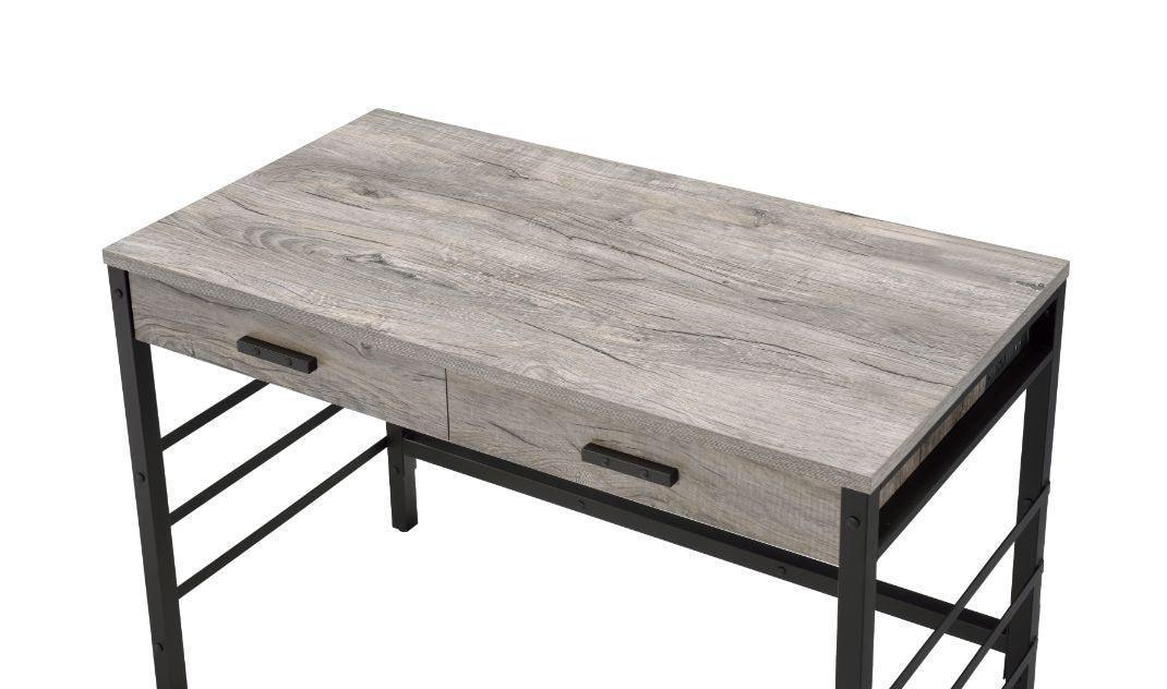 ACME Disho Built-in USB Port Writing Desk, Light Weathered Oak & Black Finish FredCo
