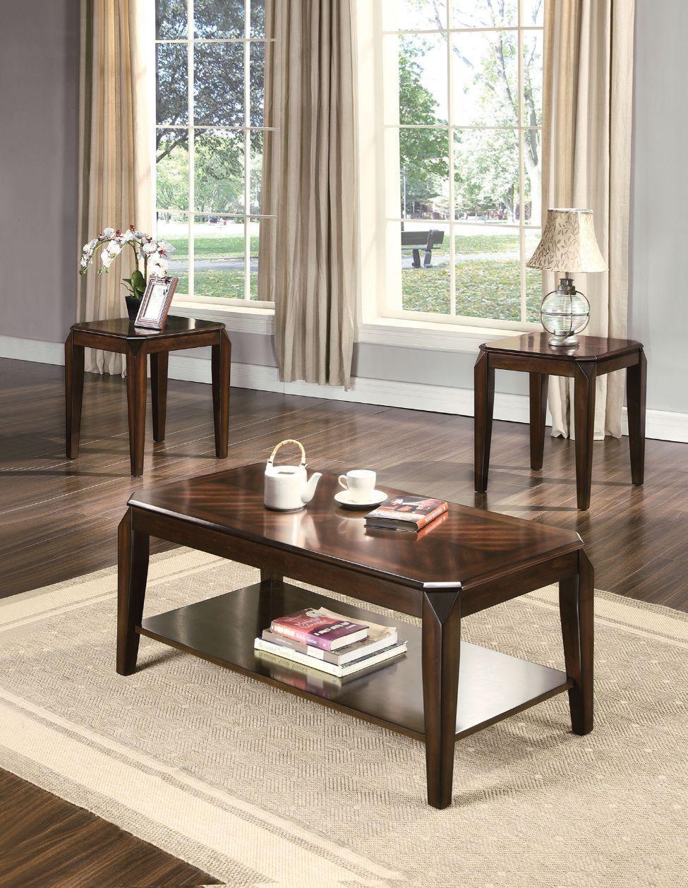 ACME Docila 3Pc Pack Coffee/End Table Set, Walnut FredCo