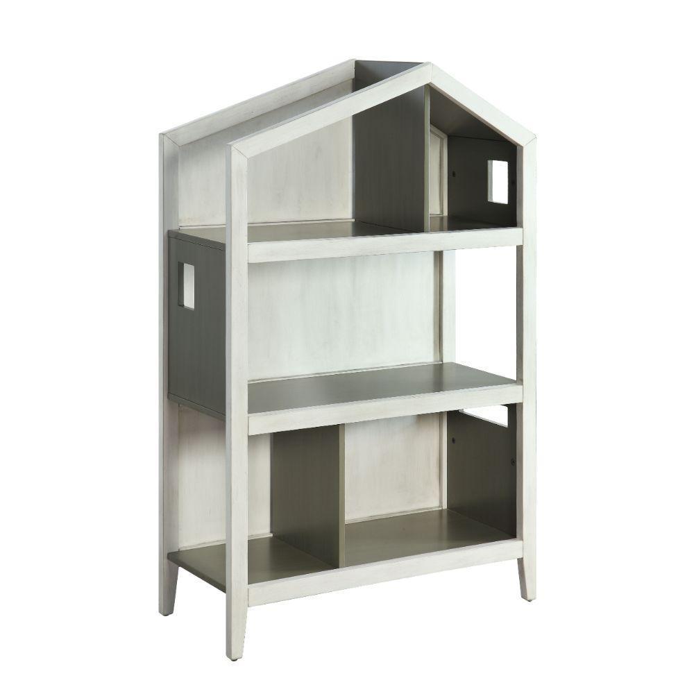 ACME Doll Cottage Bookcase, Weathered White & Washed Gray FredCo