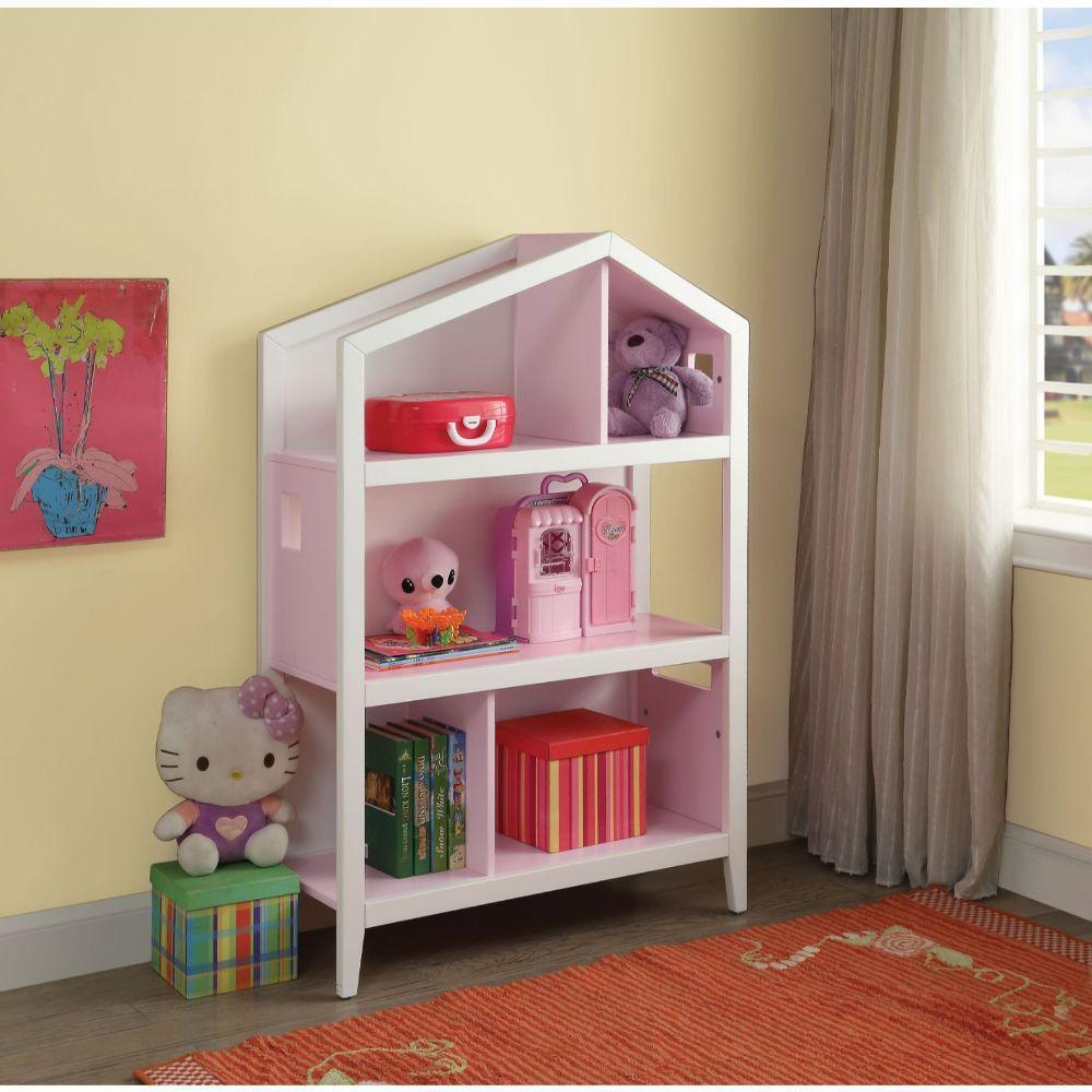 ACME Doll Cottage Bookcase, White & Pink FredCo