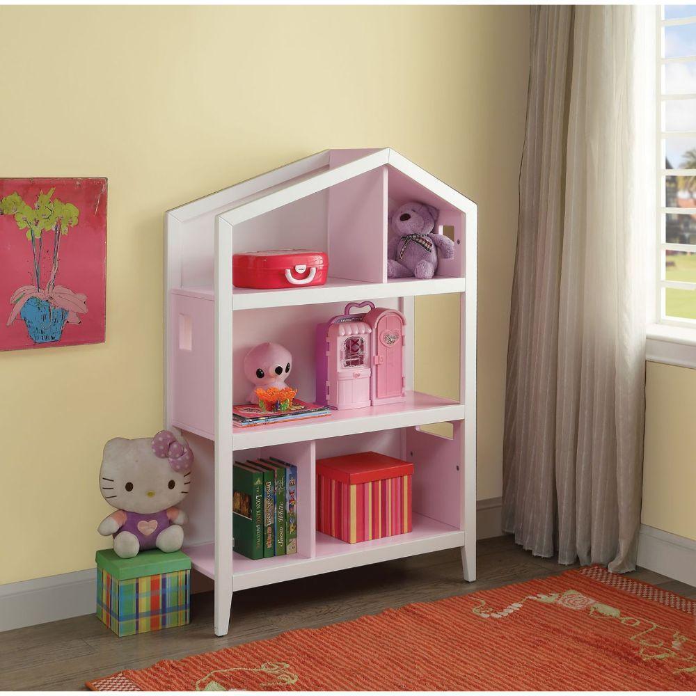 ACME Doll Cottage Bookcase, White & Pink FredCo