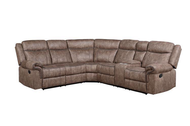 ACME Dollum Sectional Sofa , 2-Tone Chocolate Velvet FredCo