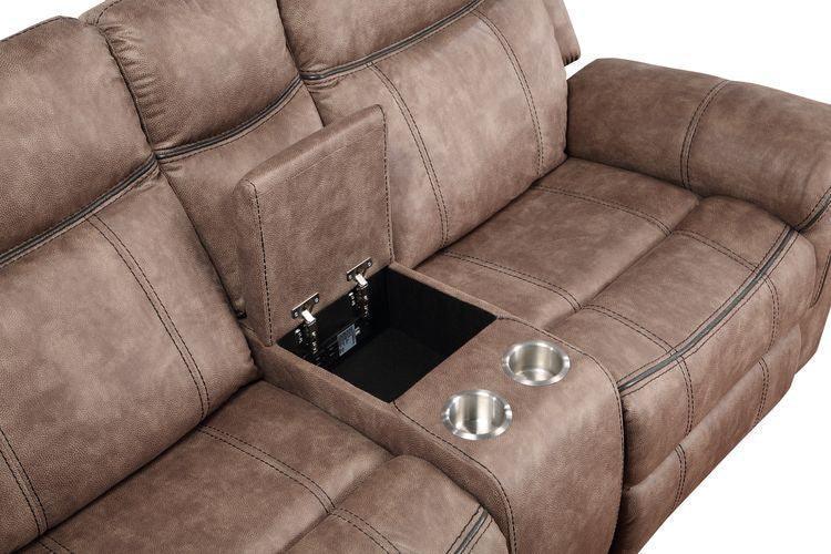 ACME Dollum Sectional Sofa , 2-Tone Chocolate Velvet FredCo