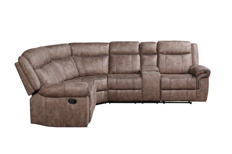 ACME Dollum Sectional Sofa , 2-Tone Chocolate Velvet FredCo