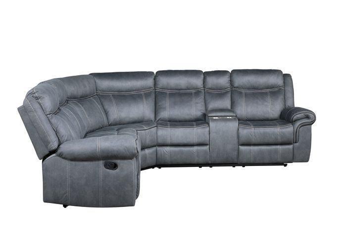 ACME Dollum Sectional Sofa , 2-Tone Gray Velvet FredCo