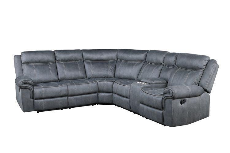 ACME Dollum Sectional Sofa , 2-Tone Gray Velvet FredCo