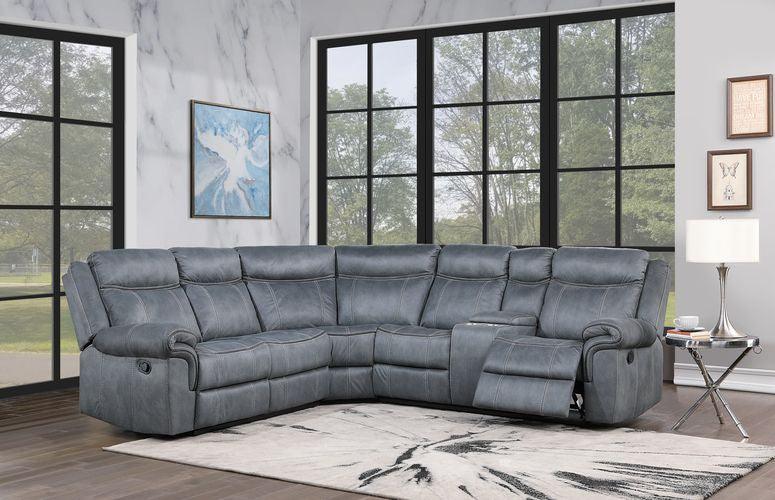 ACME Dollum Sectional Sofa , 2-Tone Gray Velvet FredCo