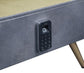 ACME Doris Nightstand w/USB Port & Electric Lock, Gray Top Grain Leather & Aluminum FredCo