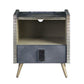 ACME Doris Nightstand w/USB Port & Electric Lock, Gray Top Grain Leather & Aluminum FredCo