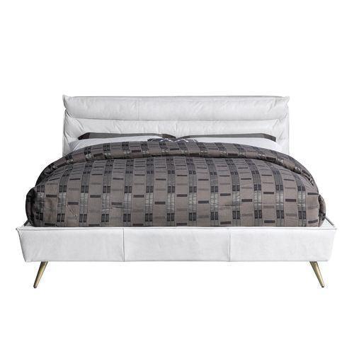 ACME Doris Queen Bed, Vntage White Top Grain Leather FredCo