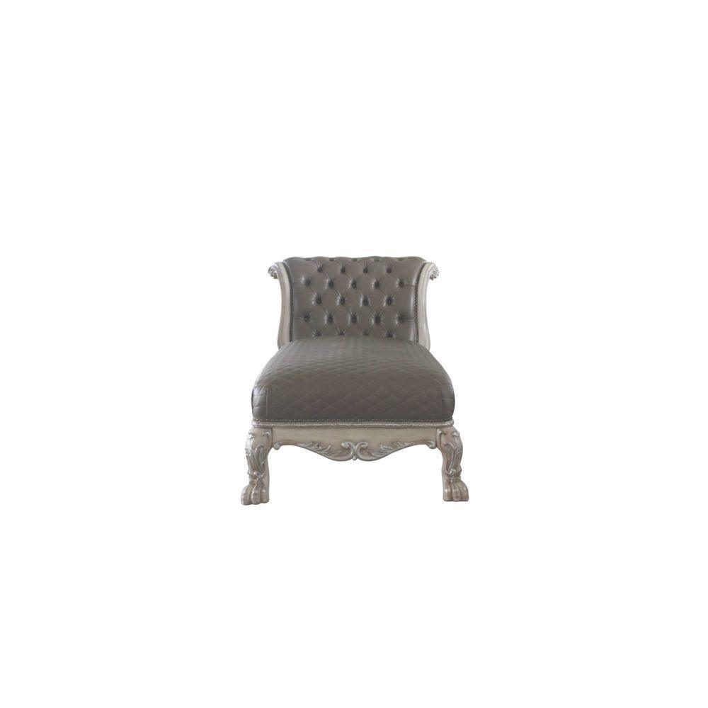 ACME Dresden Chaise w/1 Pillow, Vintage Bone White & PU FredCo
