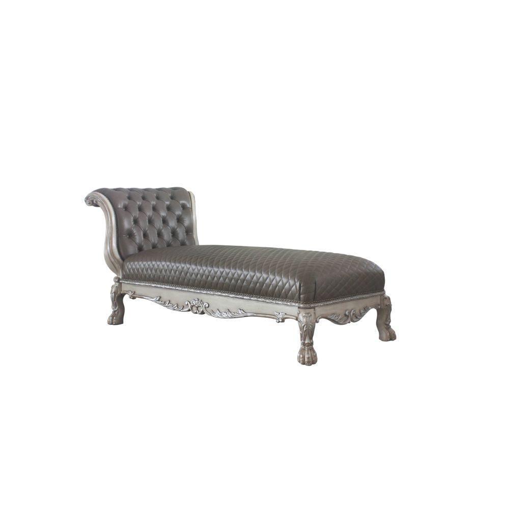 ACME Dresden Chaise w/1 Pillow, Vintage Bone White & PU FredCo