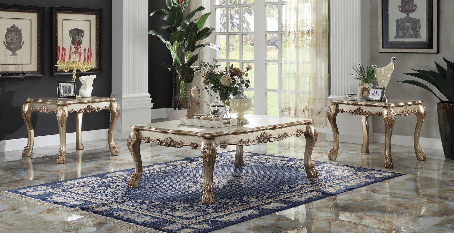 ACME Dresden Coffee Table, Gold Patina & Bone FredCo