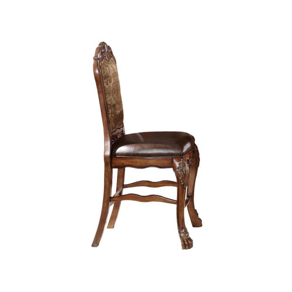 ACME Dresden Counter Height Chair (Set-2), PU & Cherry Oak FredCo