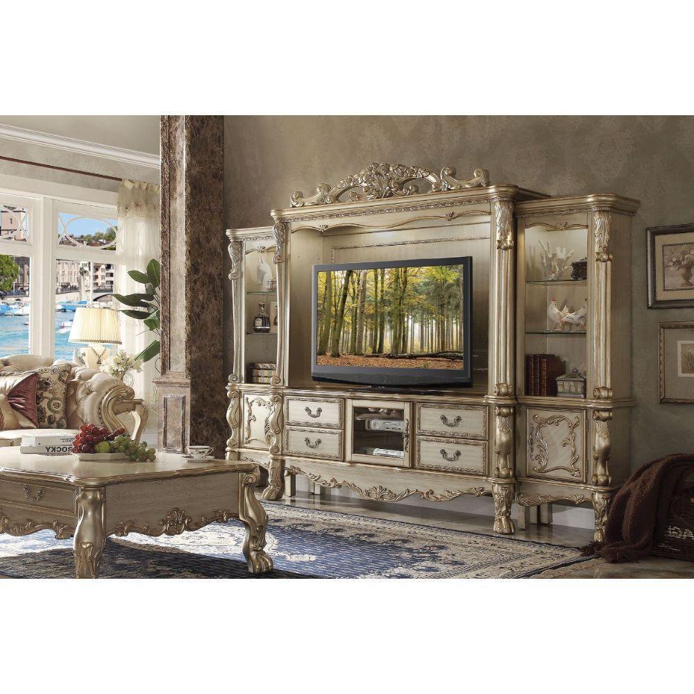 ACME Dresden Entertainment Center, Gold Patina & Bone 91330 FredCo