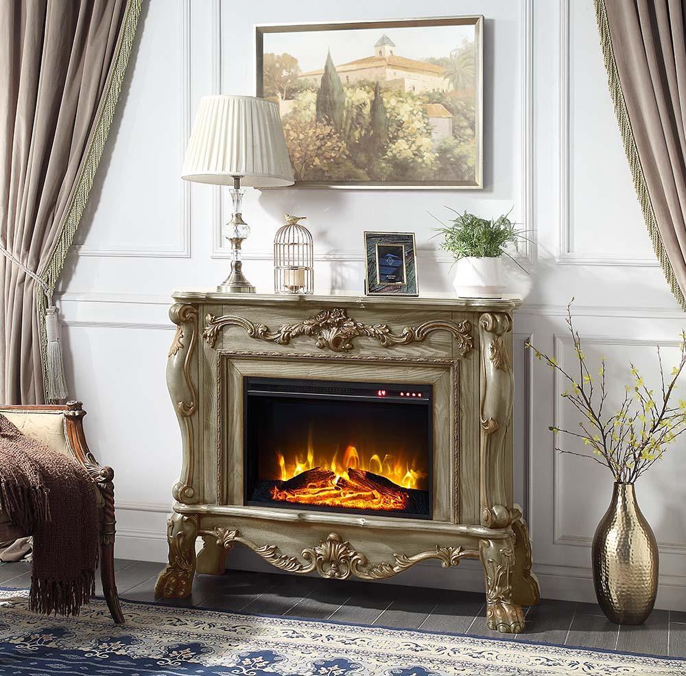 ACME Dresden Fireplace, Gold Patina Finish FredCo