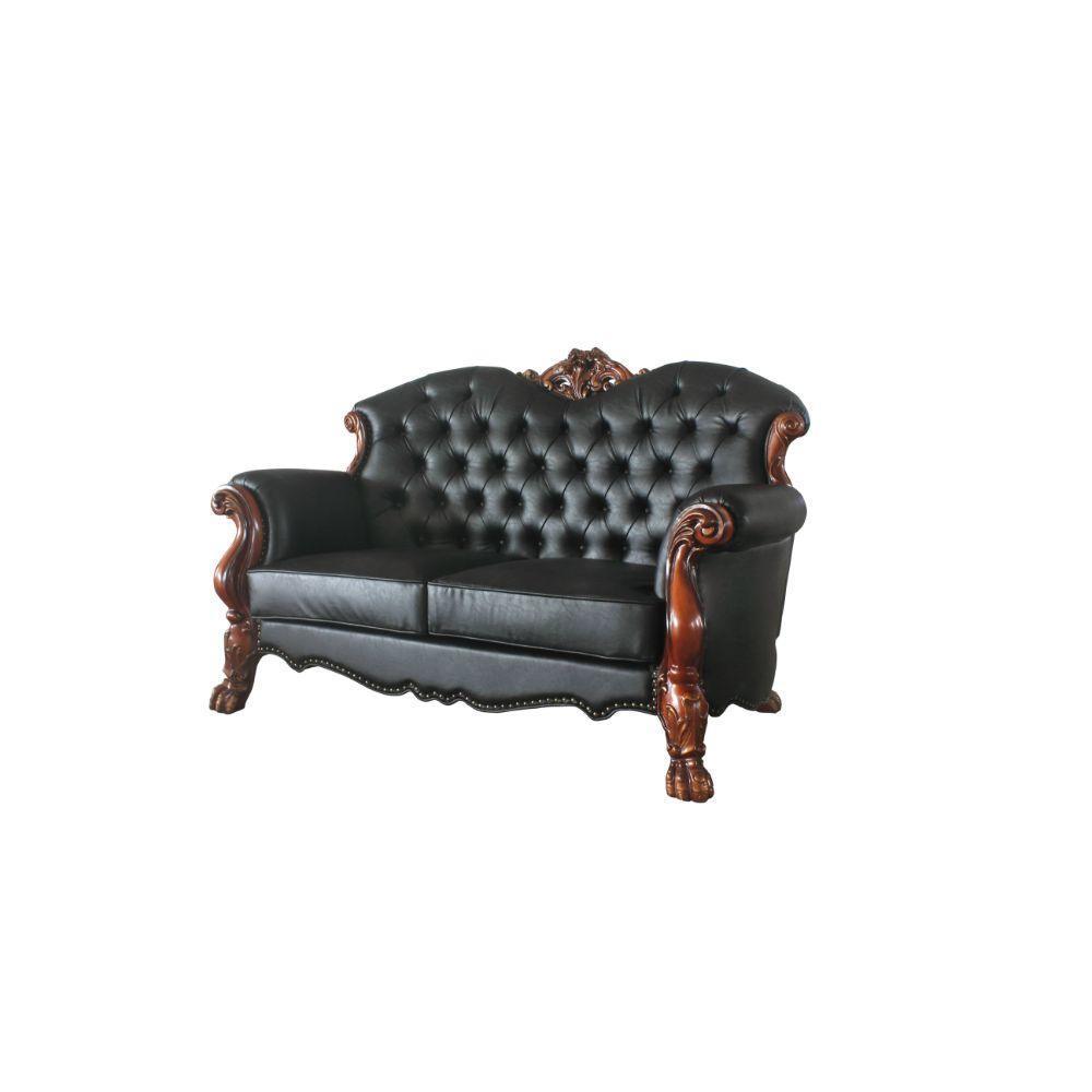 ACME Dresden Loveseat w/3 Pillows, Cherry Oak & PU FredCo