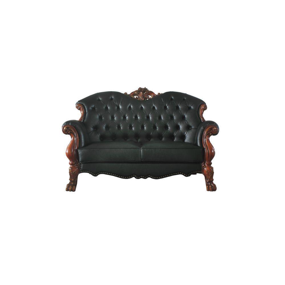 ACME Dresden Loveseat w/3 Pillows, Cherry Oak & PU FredCo