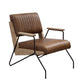 ACME Eacnlz Accent Chair, Cocoa Top Grain Leather & Matt Iron Finish FredCo
