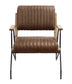 ACME Eacnlz Accent Chair, Cocoa Top Grain Leather & Matt Iron Finish FredCo