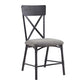 ACME Edina Side Chair (Set-2), Gray Fabric, Oak & Sandy Black Finish FredCo